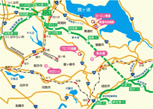 美浦中央病院までの広域案内地図
